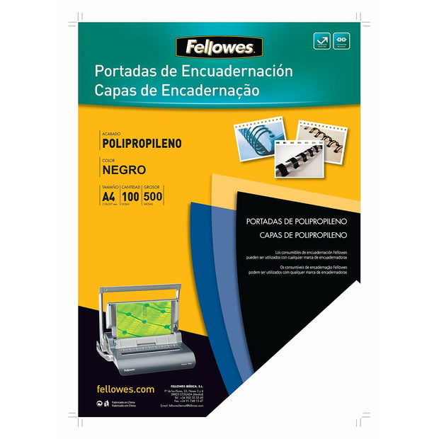 Binding Covers Fellowes 100 Pieces Black A4 polypropylene (5 Units)