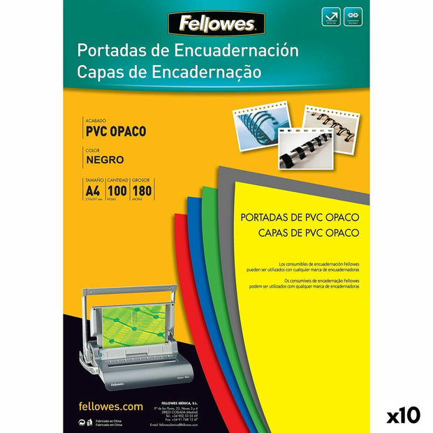 Binding Covers Fellowes 100 Pieces Black PVC A4 (10Units)