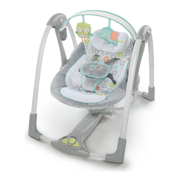 Rocking Chair Compact Swing - Hugs & Hoots Grey White Baby