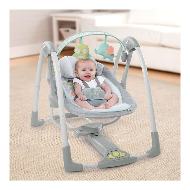 Rocking Chair Compact Swing - Hugs & Hoots Grey White Baby