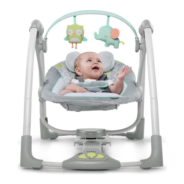 Rocking Chair Compact Swing - Hugs & Hoots Grey White Baby