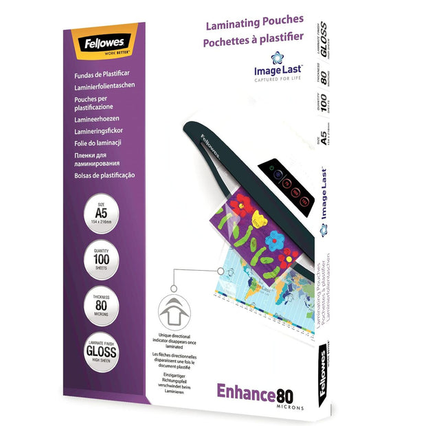 Laminating Pouches Fellowes 100 Pieces A5 Transparent (5 Units)