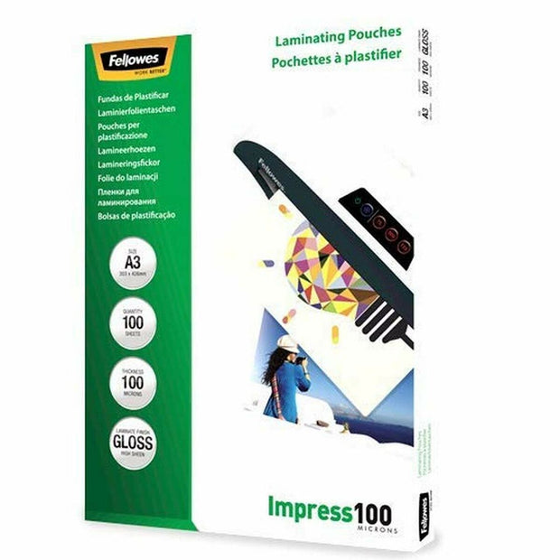 Case Fellowes Laminator 100 Units Transparent Shine A3