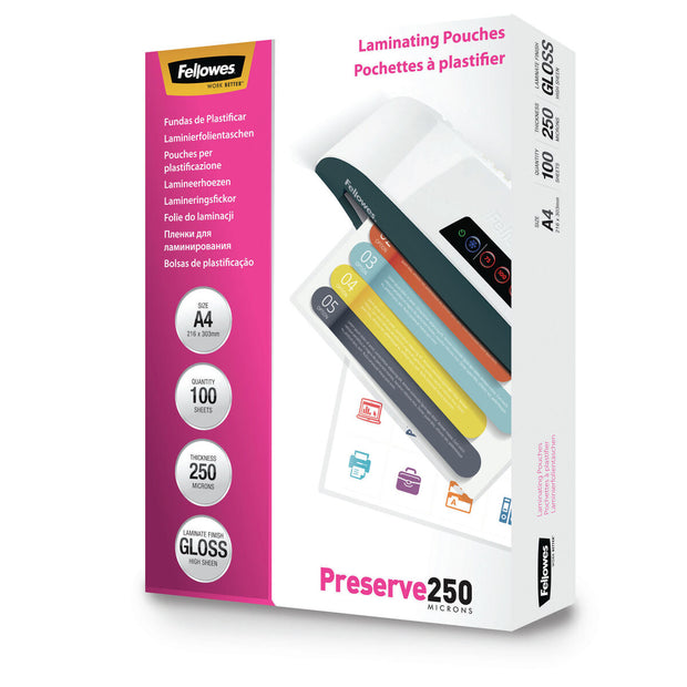 Case Fellowes 5401802 Laminator 100 Units Transparent Shine A4