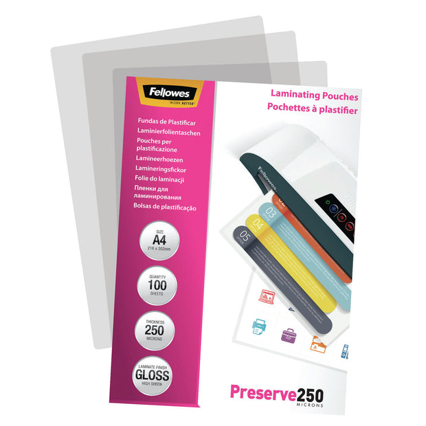 Laminating Pouches Fellowes 100 Pieces Transparent A4 (4 Units)