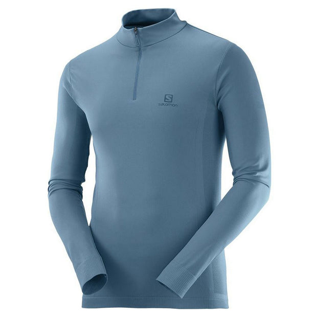 T-Shirt Salomon Explore Seamless Half Zip Hellblau