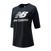 Damen Kurzarm-T-Shirt New Balance Essentials Stacked Schwarz