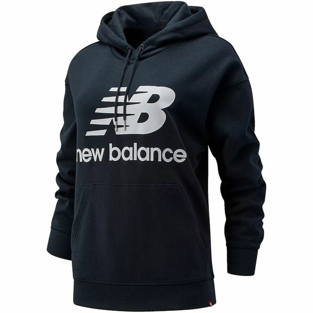 Damen Sweater mit Kapuze New Balance Essentials Stacked Logo Schwarz