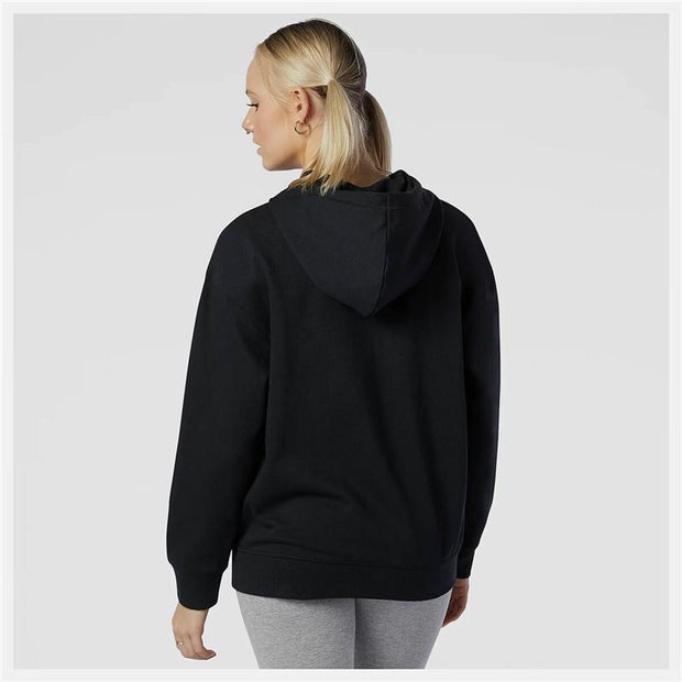Damen Sweater mit Kapuze New Balance Essentials Stacked Logo Schwarz