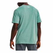 Herren Kurzarm-T-Shirt Under Armour Camo Boxed Logo Aquamarin
