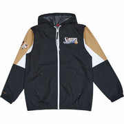 Sportjackefür Herren Mitchell & Ness Philadelphia 76ers Basketball Schwarz