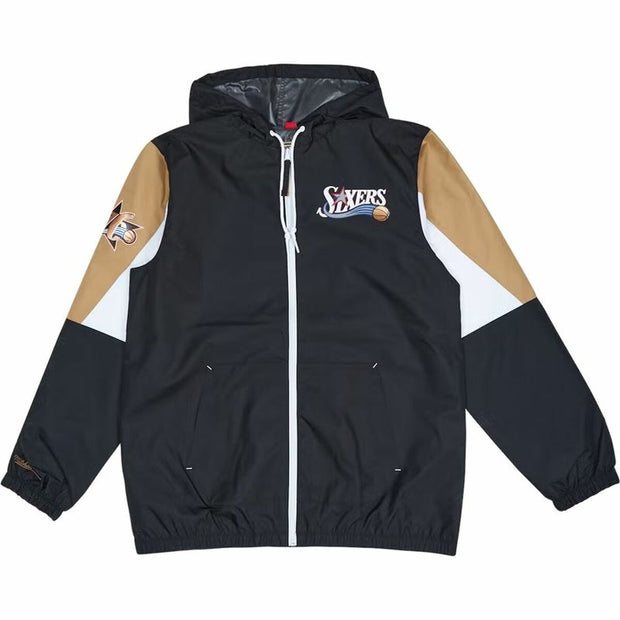 Sportjackefür Herren Mitchell & Ness Philadelphia 76ers Basketball Schwarz