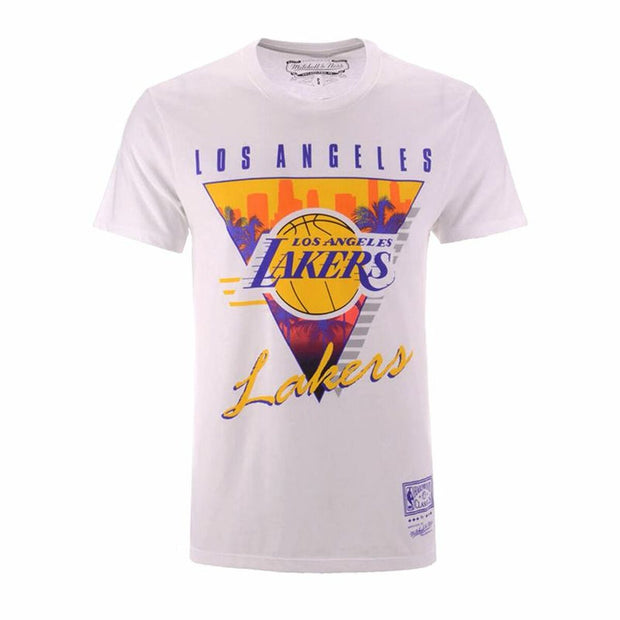 Herren Kurzarm-T-Shirt Mitchell & Ness Los Angeles Lakers Weiß