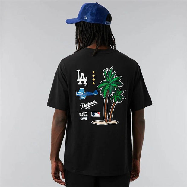 Herren Kurzarm-T-Shirt New Era Los Angeles Dodgers MLB City Graphic Oversized Schwarz