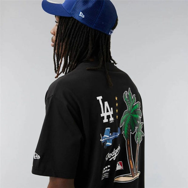 Herren Kurzarm-T-Shirt New Era Los Angeles Dodgers MLB City Graphic Oversized Schwarz
