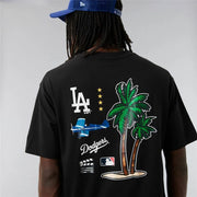 Herren Kurzarm-T-Shirt New Era Los Angeles Dodgers MLB City Graphic Oversized Schwarz