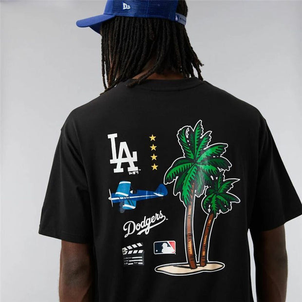 Herren Kurzarm-T-Shirt New Era Los Angeles Dodgers MLB City Graphic Oversized Schwarz
