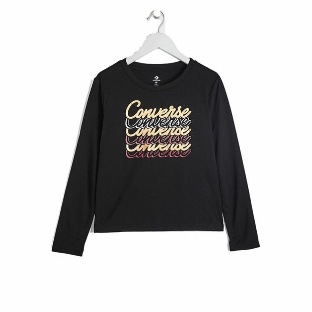 Sweatshirt ohne Kapuze für Mädchen Converse Shine Graphic Boxy Schwarz