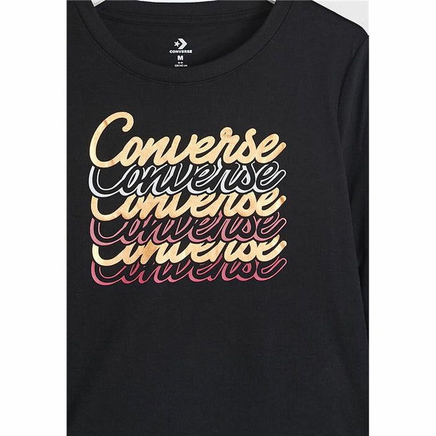 Sweatshirt ohne Kapuze für Mädchen Converse Shine Graphic Boxy Schwarz