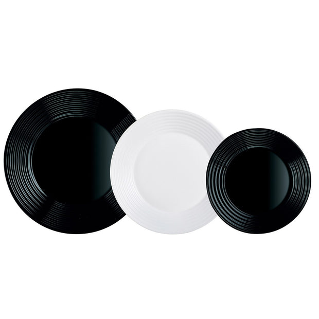 Geschirr Luminarc 1900 Glas Schwarz-Weiß (18 Stücke)