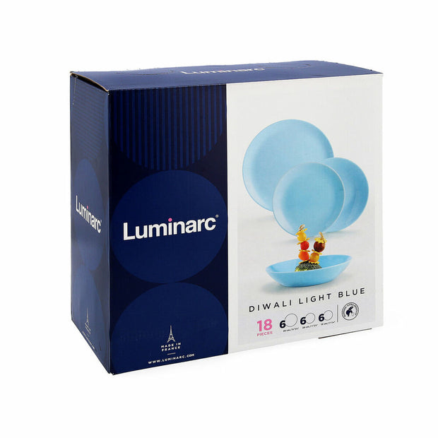 Geschirr Luminarc Diwali Blau Glas (18 Stücke)