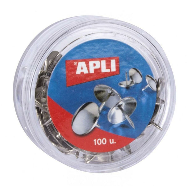 Drawing pins Apli 100 Pieces nickel (16 Units)