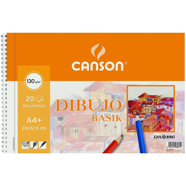 Drawing Pad Canson Basik Micro perforated With inset 130 g 20 Sheets 10Units (23 x 32,5 cm)