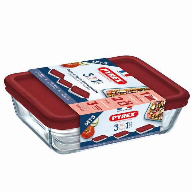 Lunchbox-Set Pyrex Cook & Freeze Kristall Rot (3 pcs)