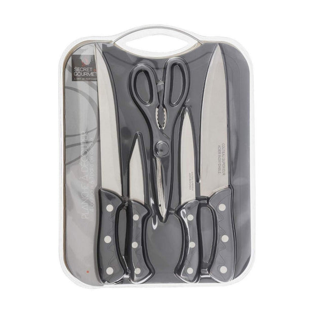 Schneidebrett-Set Secret de Gourmet Schere Messer x 4 6 Stücke