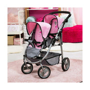 Doll Stroller Reig Grey Pink Twinned