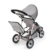 Doll Stroller Reig Jogger Grey Pink Wheels x 3 Twins