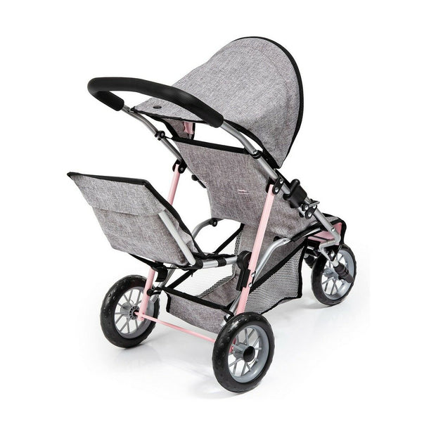 Doll Stroller Reig Jogger Grey Pink Wheels x 3 Twins