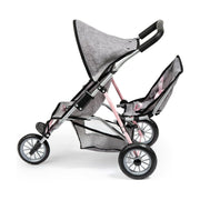 Doll Stroller Reig Jogger Grey Pink Wheels x 3 Twins