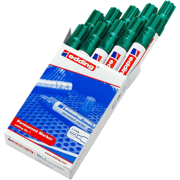 Permanent marker Edding Nº1 Green 10Units