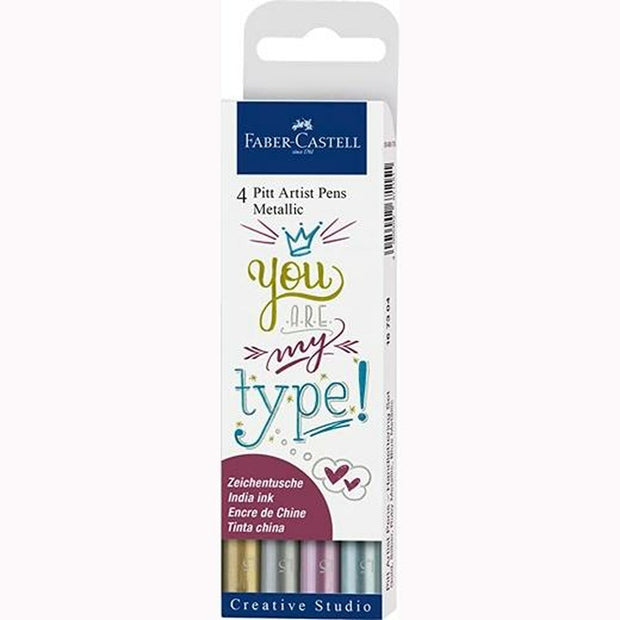 Set of Felt Tip Pens Faber-Castell Pitt Artist Case Metallic (5 Units)