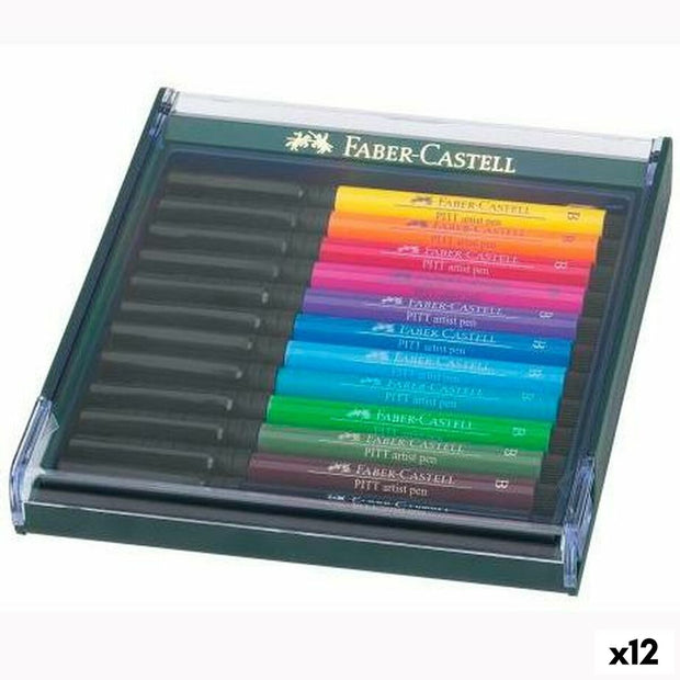Set of Felt Tip Pens Faber-Castell Pitt Artist Case (12 Units)