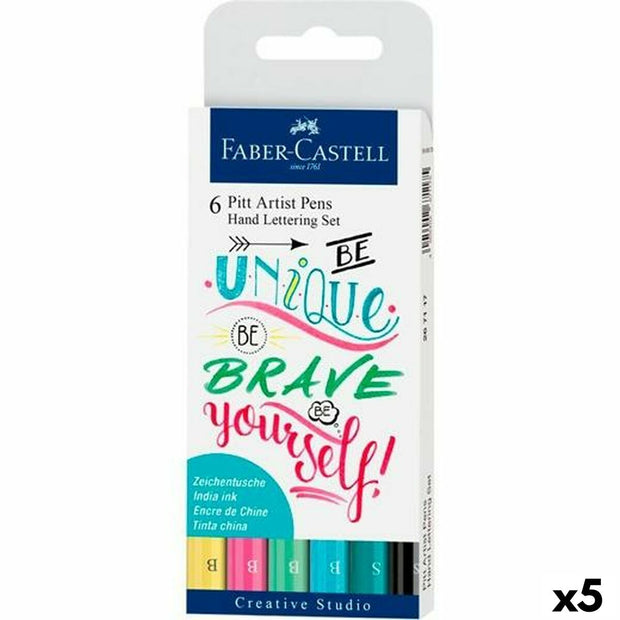 Set of Felt Tip Pens Faber-Castell Pitt Artist Case Calligraphy Cake (5 Units)