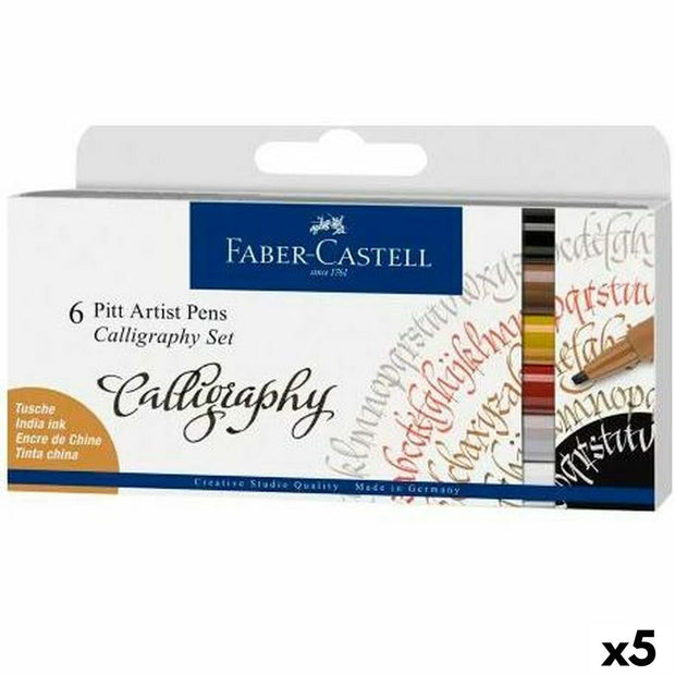 Set of Felt Tip Pens Faber-Castell Pitt Artist Case Calligraphy (5 Units)