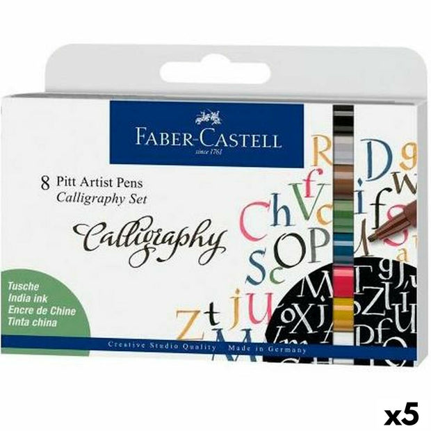 Set of Felt Tip Pens Faber-Castell Pitt Artist Case Calligraphy (5 Units)