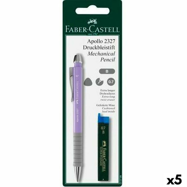 Pencil Lead Holder Faber-Castell Apollo 2327 Pink Dark blue 0,7 mm (5 Units)