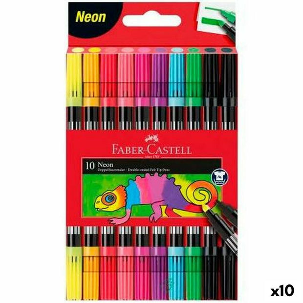 Set of Felt Tip Pens Faber-Castell Neon Case 10Units