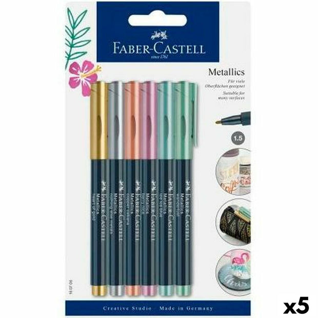 Set of Felt Tip Pens Faber-Castell Creative Studio Metallic 5 Units