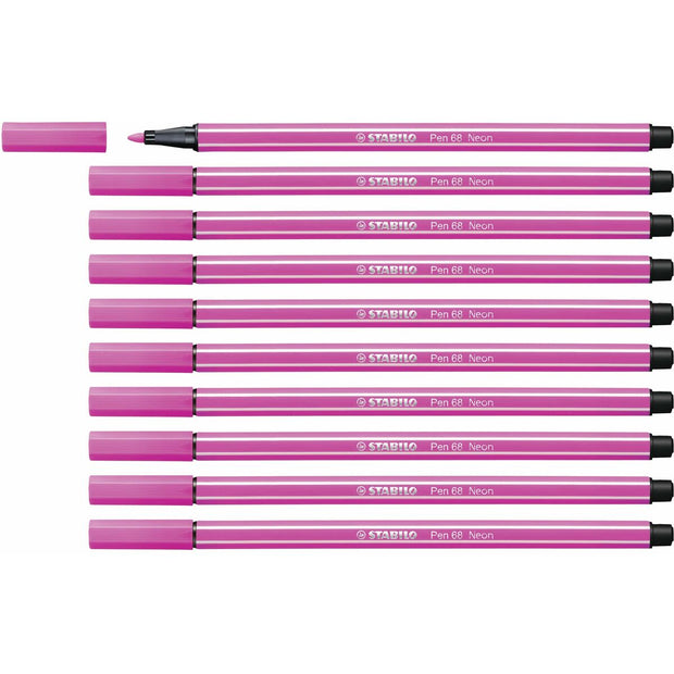 felt-tip pens Stabilo Pen 68 Fluorescent Pink 10Units