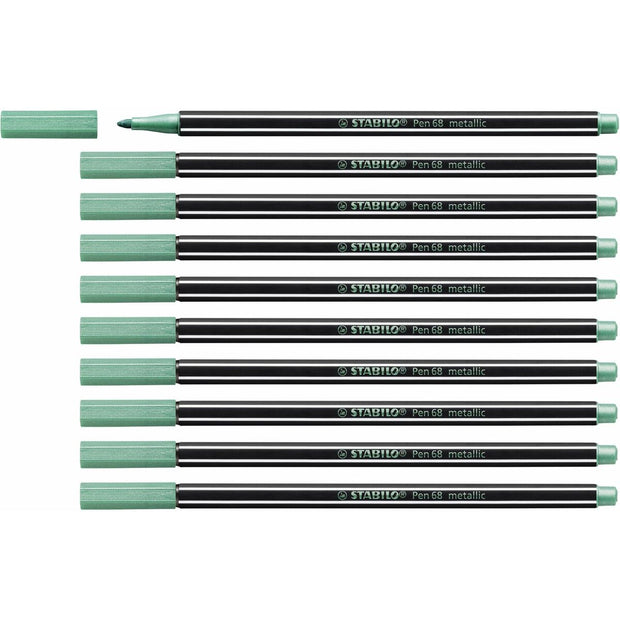 felt-tip pens Stabilo Pen 68 metallic Green 10Units