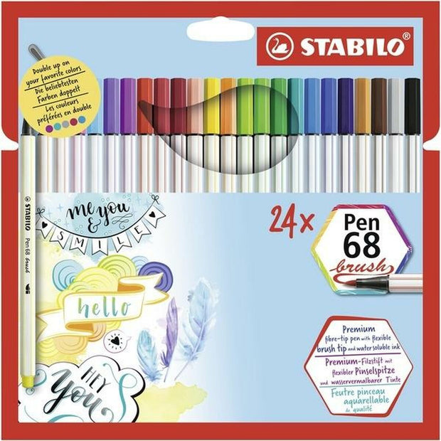 Set of Felt Tip Pens Stabilo Pen 68 brush Case