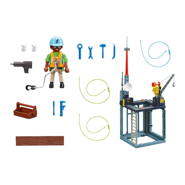 Playset Playmobil City Action Starter Pack Construction with crane 70816