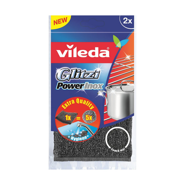 Scheuerschwamm Vileda Glitzi Inox Power Grau Edelstahl