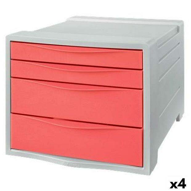 Chest of drawers Esselte Colour Breeze Grey Coral polystyrene (28,1 x 24,4 x 36,5 cm) (4 Units)