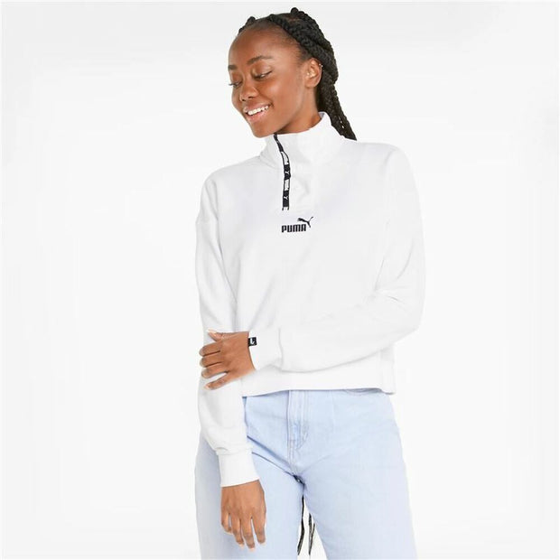 Damen Sweater ohne Kapuze Puma Tape Half-Placket W Weiß