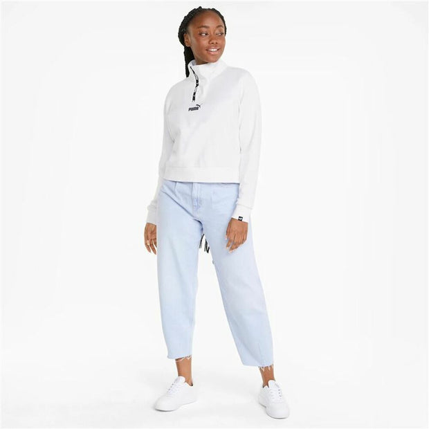 Damen Sweater ohne Kapuze Puma Tape Half-Placket W Weiß